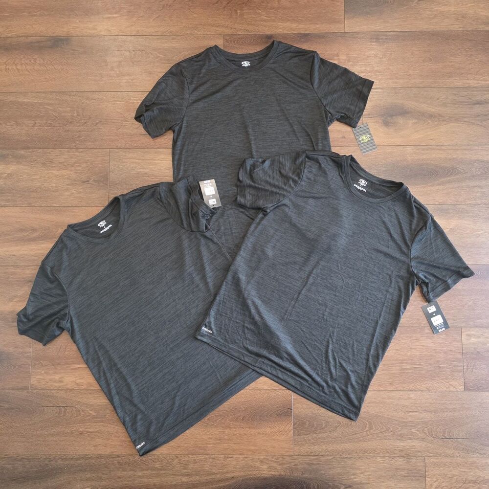 3 Pc Mens Black Shirt M Active Short Sleeve Quick Dry Athletic Works DriWorks